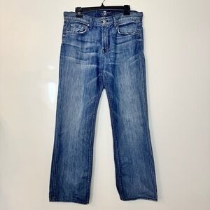 7 For All Mankind Austyn Jeans Blue Wash Denim Straight Leg Relaxed Sz 34